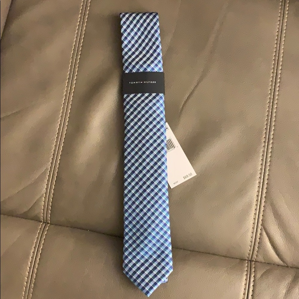 Tommy Hilfiger Men's York Slim Plaid Tie aqua